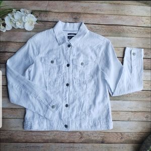 🆕️Jones New York 100% Linen Trucker Jacket.